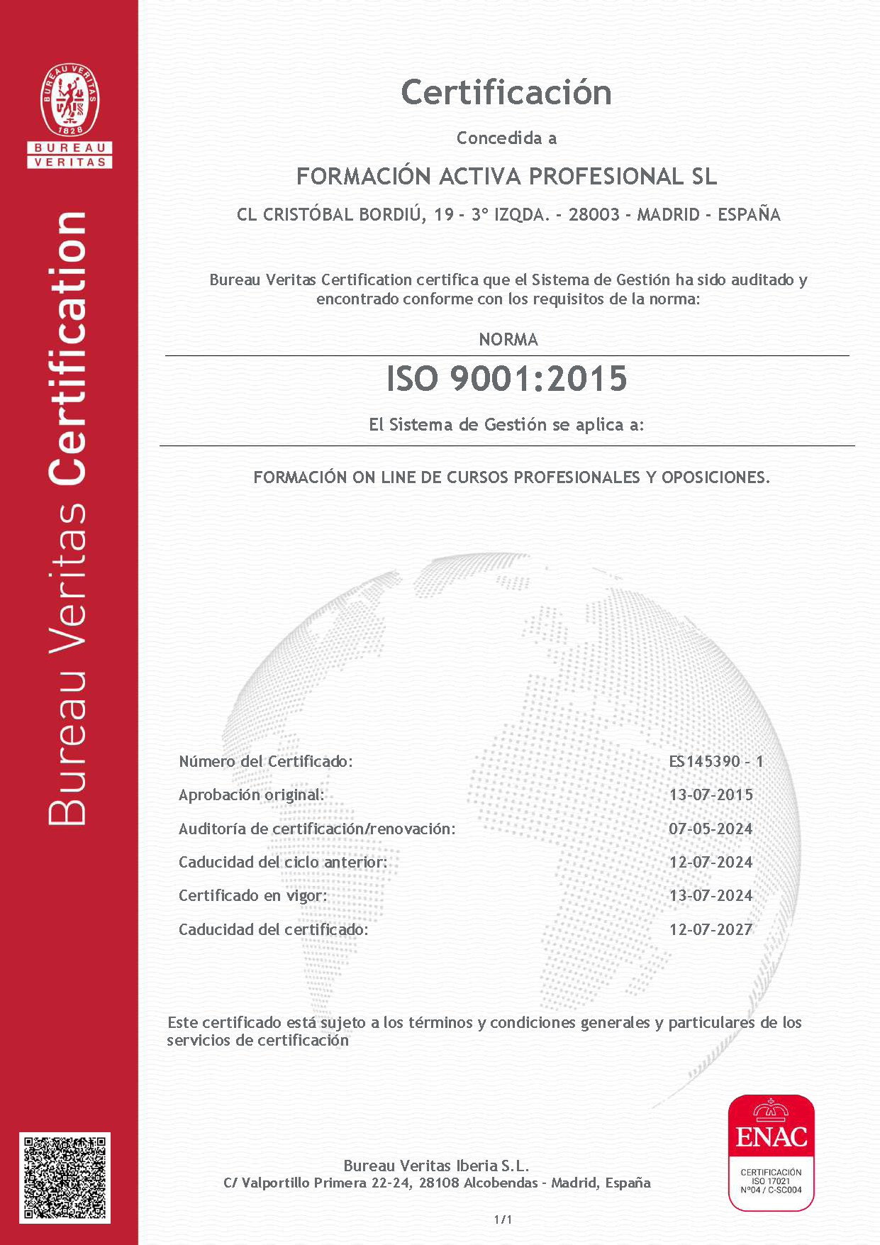 certificado de calidad