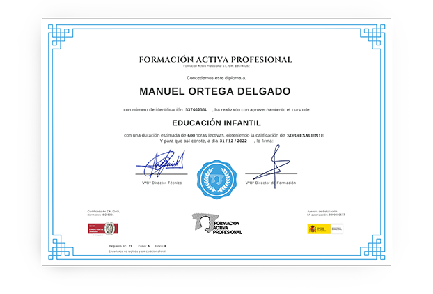 Diploma Acreditativo del Curso Técnico en Educación Infantil